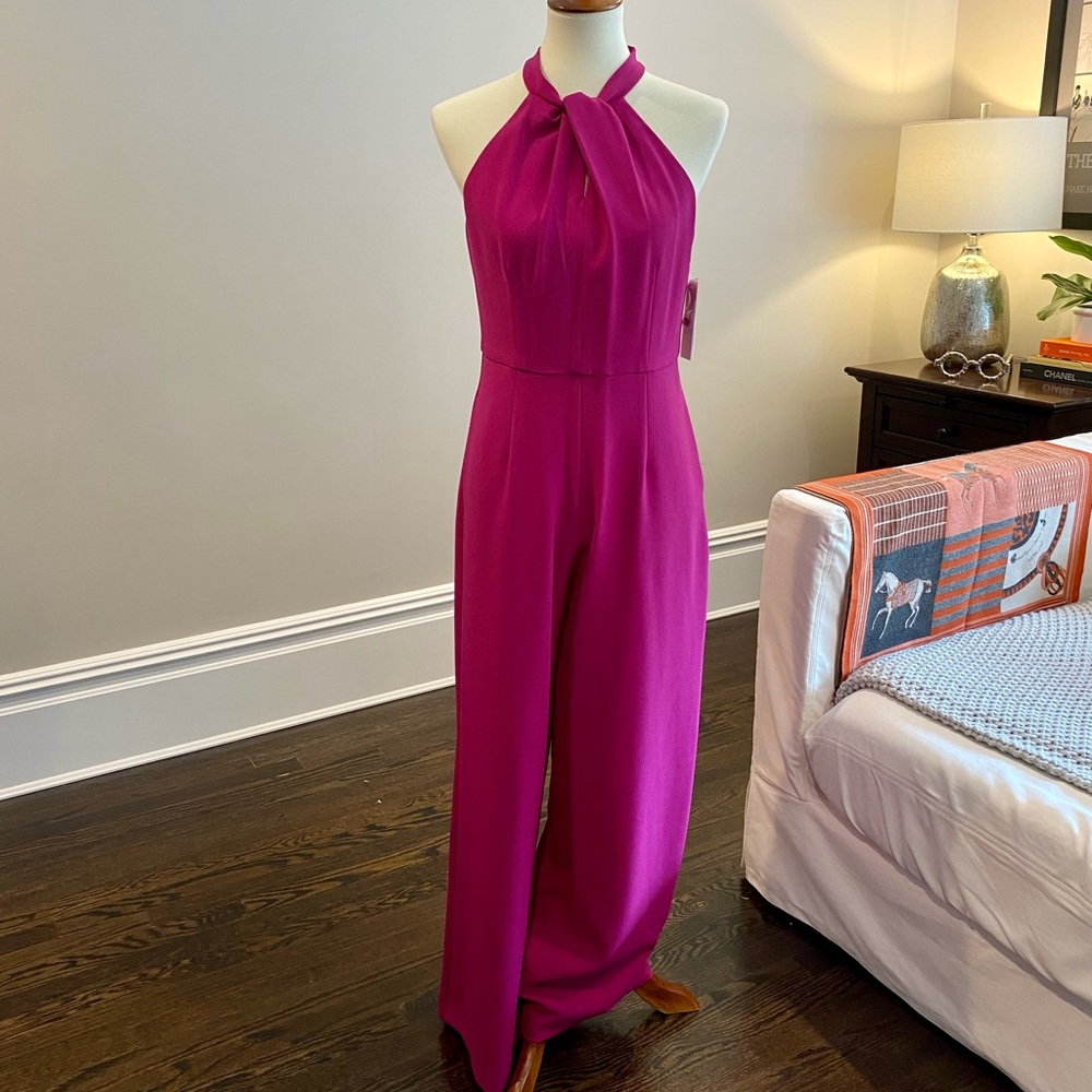 Julia Jordan Magenta Berry Halter Neck Jumpsuit